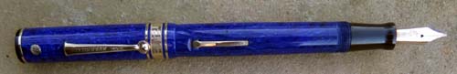 WAHL EVERSHARP GOLD SEAL DORIC OVERSIZED LAPIS FOUNTAIN PEN WITH GOLD FILLED TRIM AND ROLLER CLIP